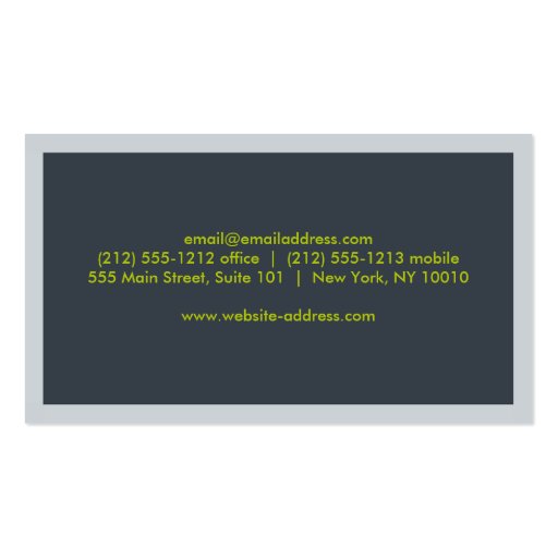 MODERN MONOGRAM in Blue/Green Business Card Templates (back side)