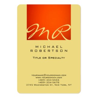 Modern Monogram Orange Buff Beige Business Card