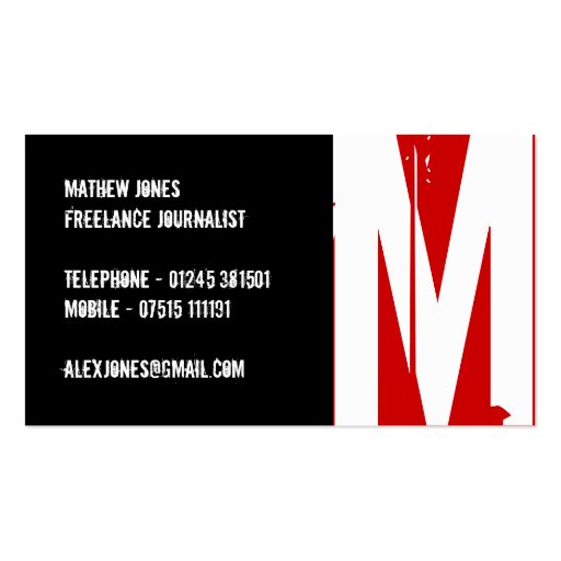 Modern Monogram Profile Card Business Card (back side)