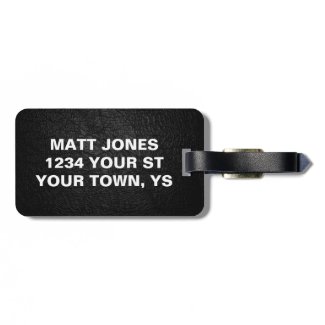 Modern Monogram Red Black Leather Luggage Tag