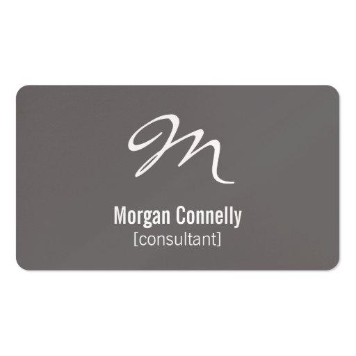 Modern Monogram Simple Custom Grey Business Cards Business Card (front side)