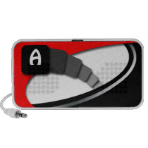 Modern Monogram Trail Red Doodle Speaker speakers