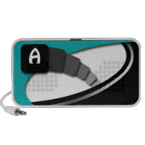 Modern Monogram Trail Teal Doodle Speaker speakers