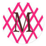 Modern Monogrammed Lattice in Pink stickers
