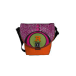 Modern Monogrammed Polka Dot Pattern Messenger Bag