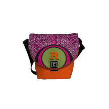 Modern Monogrammed Polka Dot Pattern Messenger Bag