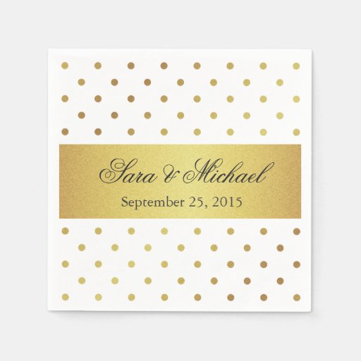 Modern Monogrammed - White and Gold Polka Dots Paper Napkin