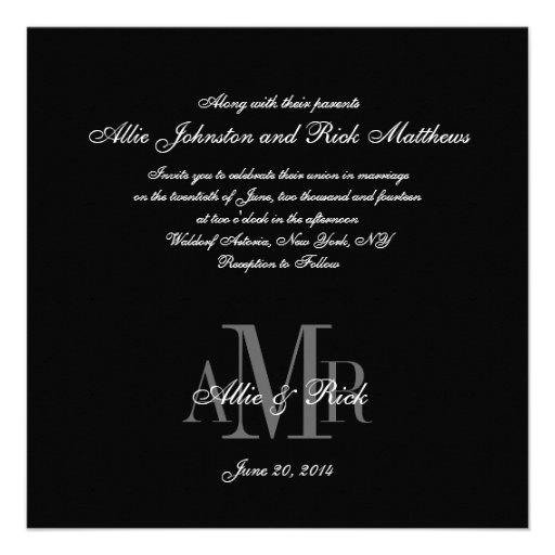 Modern Monograms with Photo Wedding Invitations