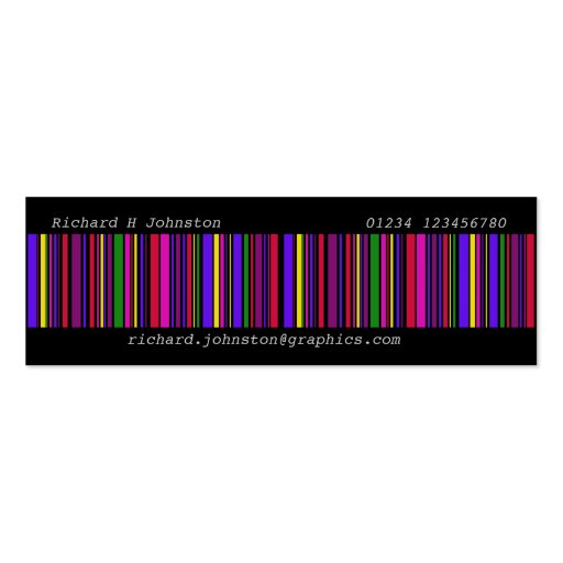Modern multi color barcode skinny contact card business card