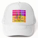 Modern multicolored vases in plaid hats