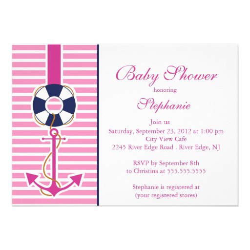 Modern Nautical Anchor Baby Shower Invitation (front side)