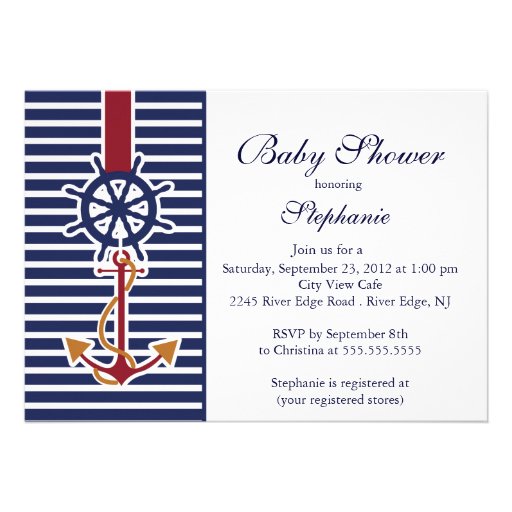 Modern Nautical Anchor Baby Shower Invitation