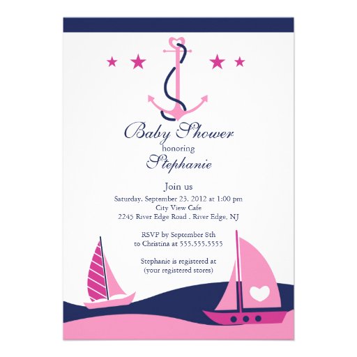 Modern Nautical Sailboat Baby Shower Invitation (front side)