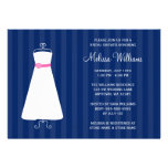 Modern Navy Blue and Pink Gown Bridal Shower Custom Invite