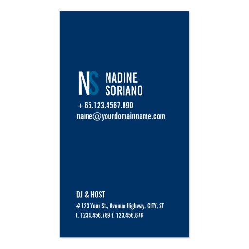 Modern Navy Blue Monogram Business Card