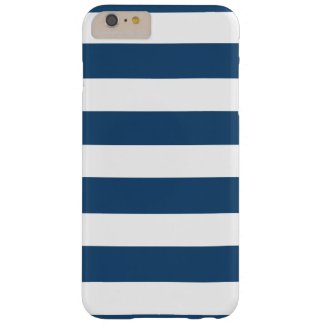 Modern Navy Blue White Stripes Pattern Barely There iPhone 6 Plus Case