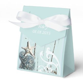 modern ocean SeaShells Beach Wedding Party Favor Box