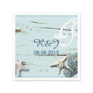 modern ocean SeaShells Beach Wedding Disposable Napkins