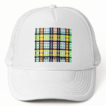 Modern orange blue and yellow plaid hats