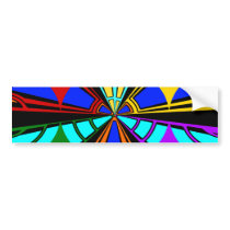Modern orange blue red green circular design bumper sticker