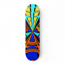 Modern orange blue red green circular design skate board decks