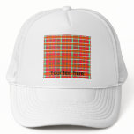 Modern orange brown and green plaid hats
