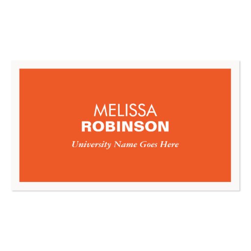 MODERN ORANGE BUSINESS CARD FOR COLLEGE STUDENTS (front side)