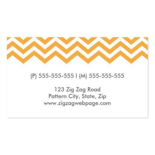 Modern orange chevron pattern business card (back side)