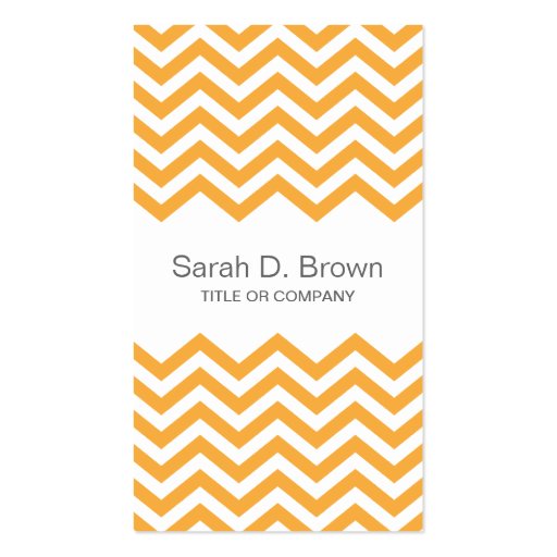 Modern orange chevron pattern business card (front side)