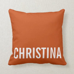 Modern Orange Personalized Name Pillow