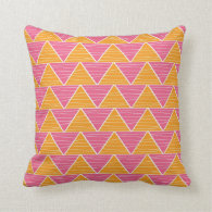 Modern Orange Pink  Triangle ZigZag Pattern Throw Pillows