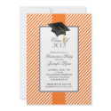 Modern Orange Stripe Graduation Party Invitation invitation