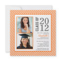 Modern Orange Stripes Photo Graduation Invitation invitation