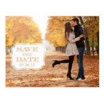 Modern Orange Swirl Label Save the Date Photo Card Post Card