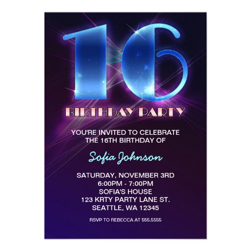modern outstanding 16 birthday invitations