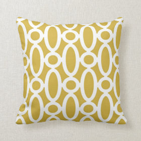 Modern Oval Links Pattern in Mustard and White Pillows