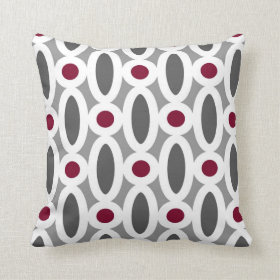 Modern Oval Links Pattern in Red and Grey Pillows