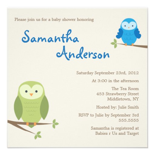 Modern Owl Baby Shower Invitation - Boy