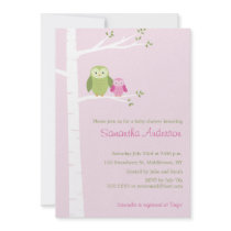 Modern Owl Birch Baby Shower Invitation - Girl