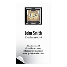 Modern Owl Substitute Teacher Business Card
