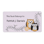 Modern Owls Bookplates Personalized Shipping Labels