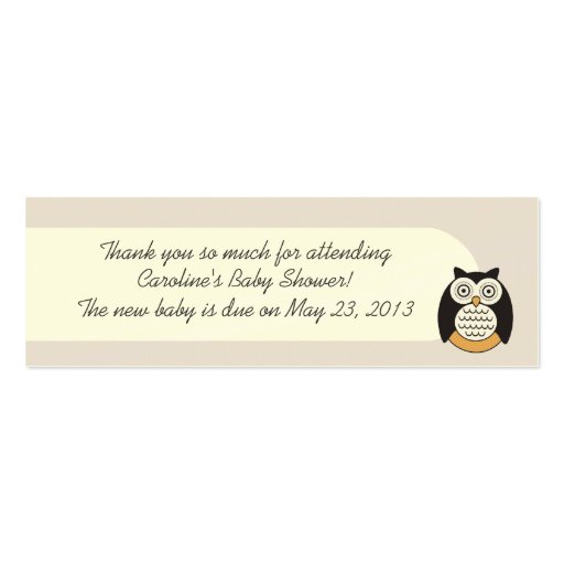 Modern Owls Party Favor Tags Business Cards (back side)