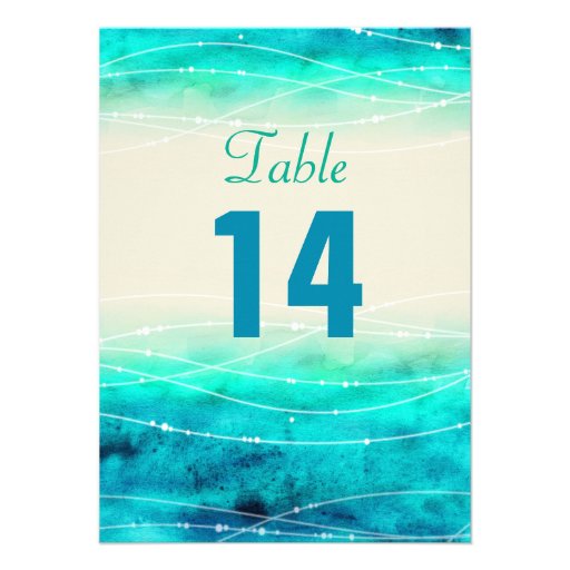 Modern painted sparkle seas wedding table numbers invite