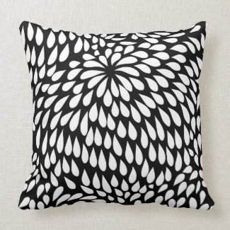 Modern Paisley Flower in Black and White Pillows