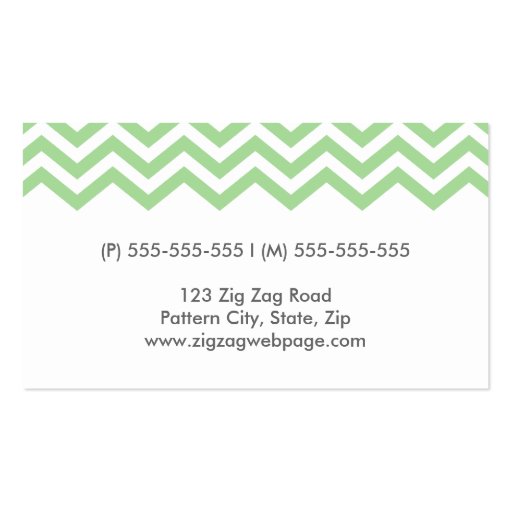 Modern pale green chevron pattern business card (back side)