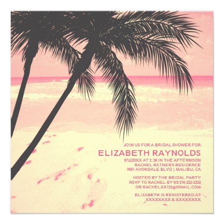Modern Palm Tree Beach Bridal Shower Invitations Personalized Announcement