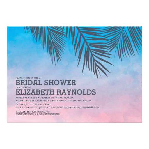 Modern Palm Tree Bridal Shower Invitations