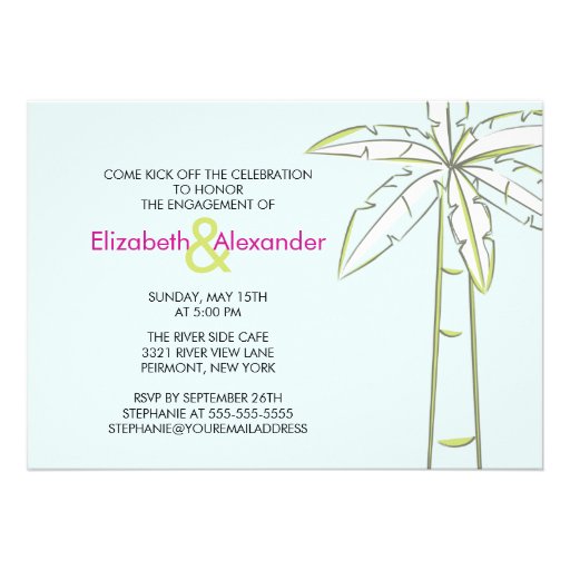 Modern Palm Tree Engagement Invitations