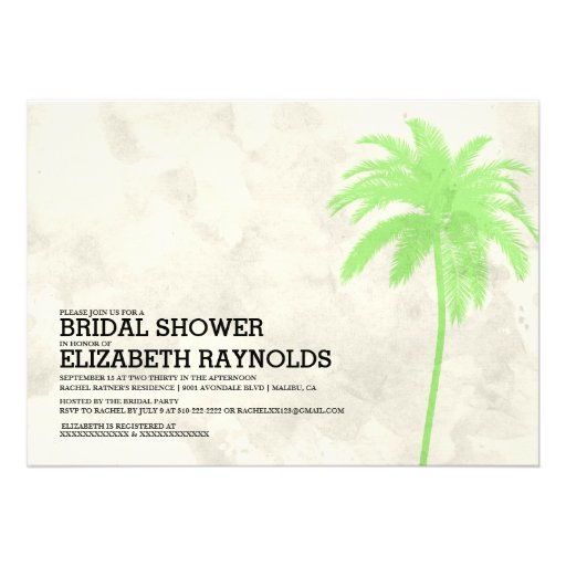 Modern Palm Trees Beach Bridal Shower Invitations