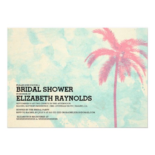 Modern Palm Trees Burlap Bridal Shower Invitations